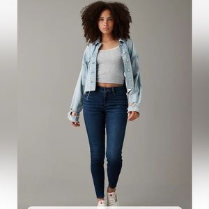 American Eagle Next Level Curvy High-Waisted Jegging - Size 12 - intensely dark